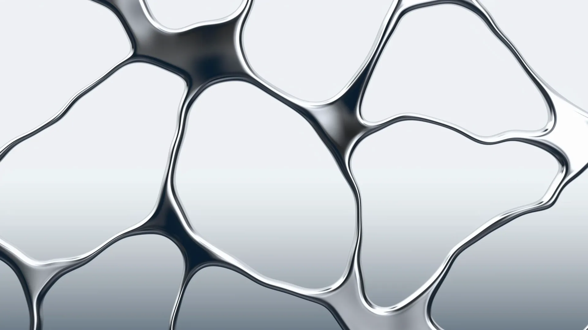Chrome abstract shapes flowing slowly, like liquid metal.